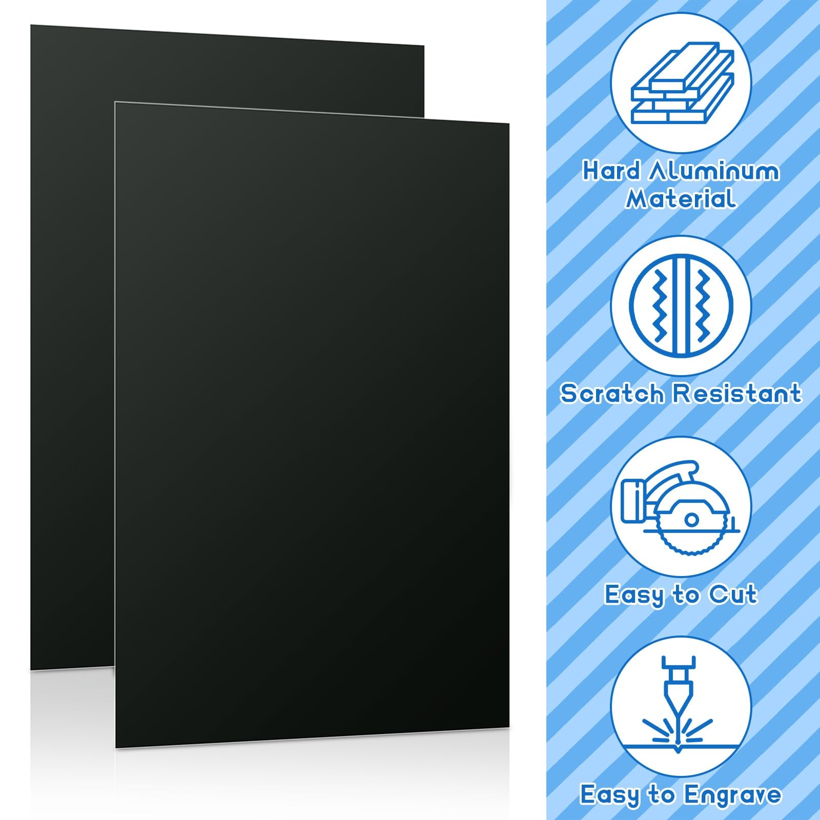 10 Pack 7x5x1/32 Inch Anodized Aluminum Sheet Black 0.8mm Laser Engrave Plate