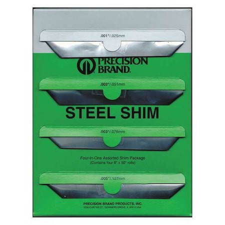 Precision Brand 16B4 Shim Stock, Roll, Steel, Assortment
