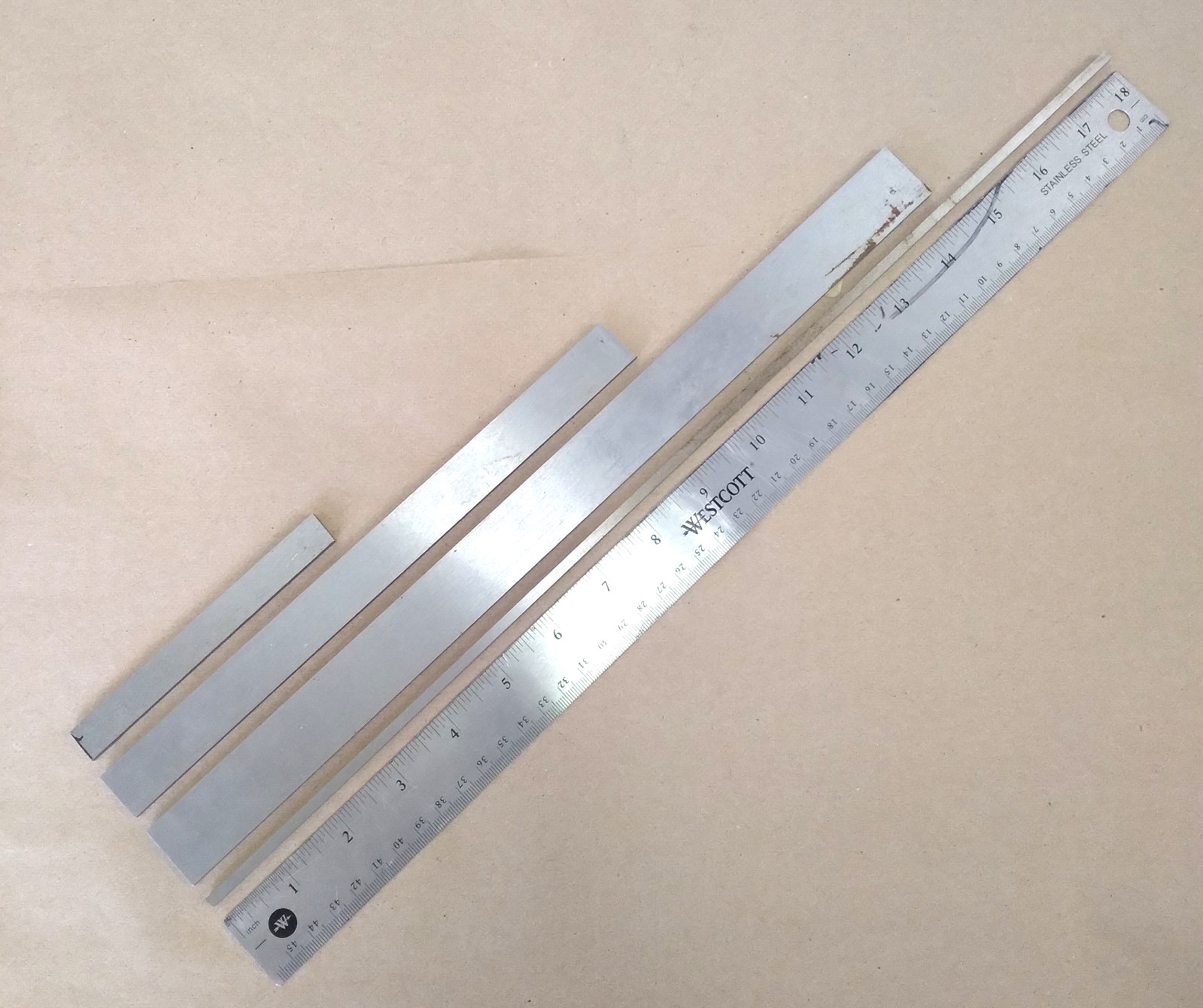 TOOL STEEL SHEET 5/32″ FLAT GROUND STEEL, LOT OF 4 VARIOUS LENGTH & WIDTH