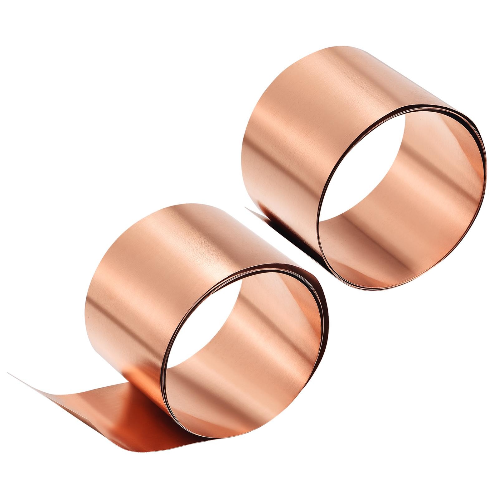 2pcs Copper Sheet Roll Metal Foil Plate 39.4″ x 2″ x 0.004″