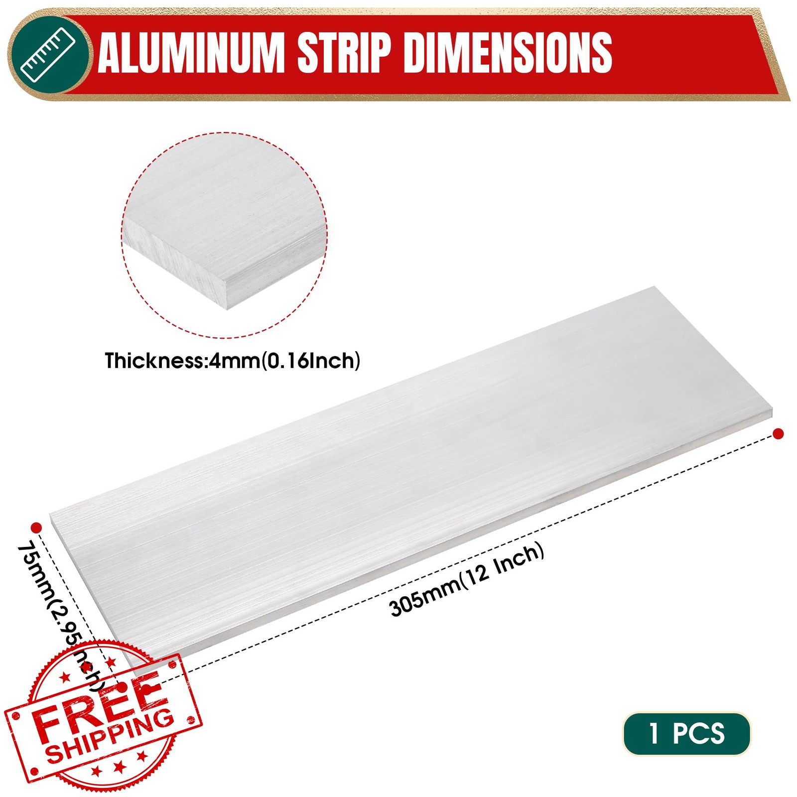 YTKavq Aluminum Flat Bar 5/32″x3″x12″