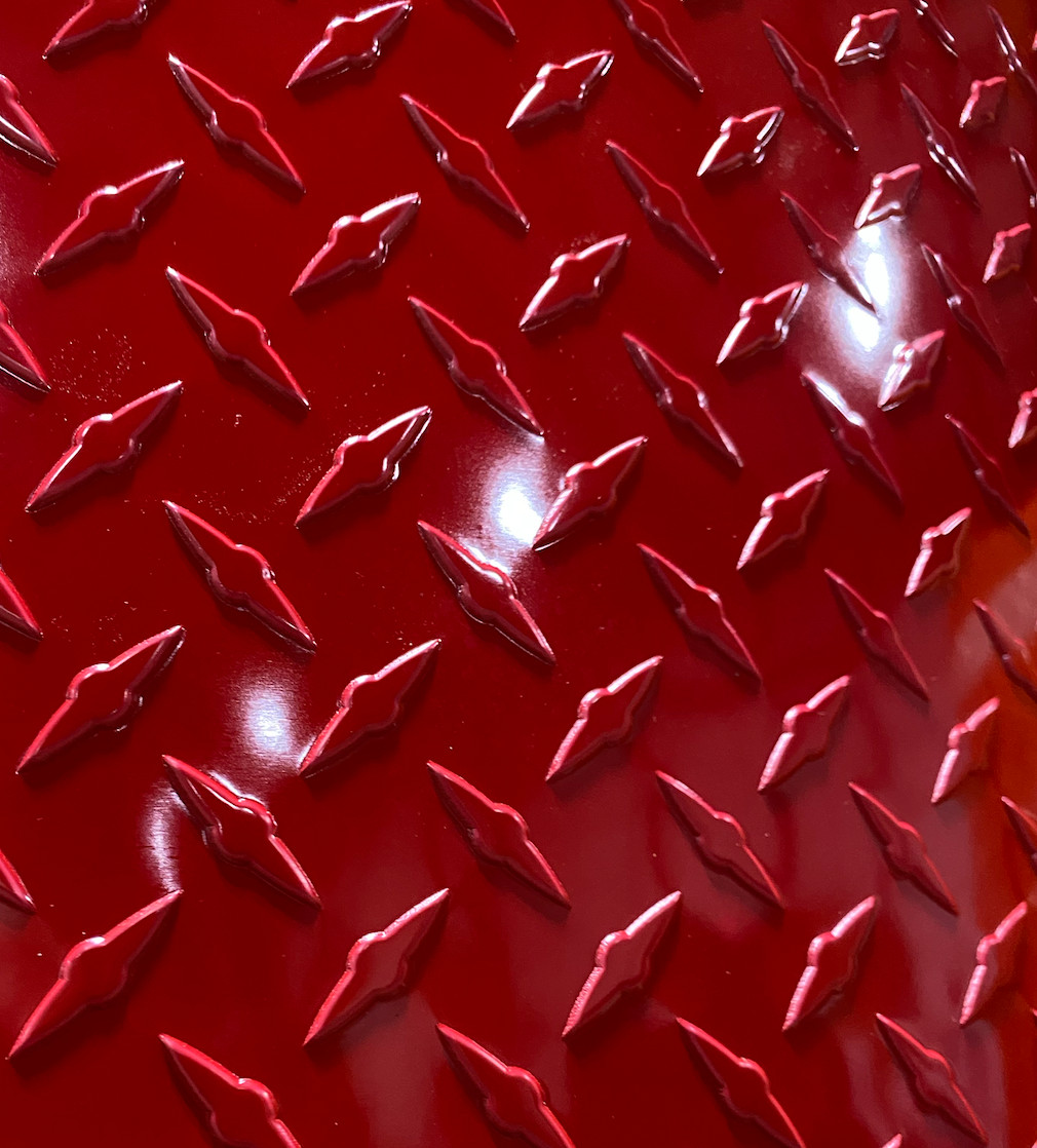 24″ x 96″ Red Aluminum Diamond Plate Sheet .025 in (1/40th) Thick