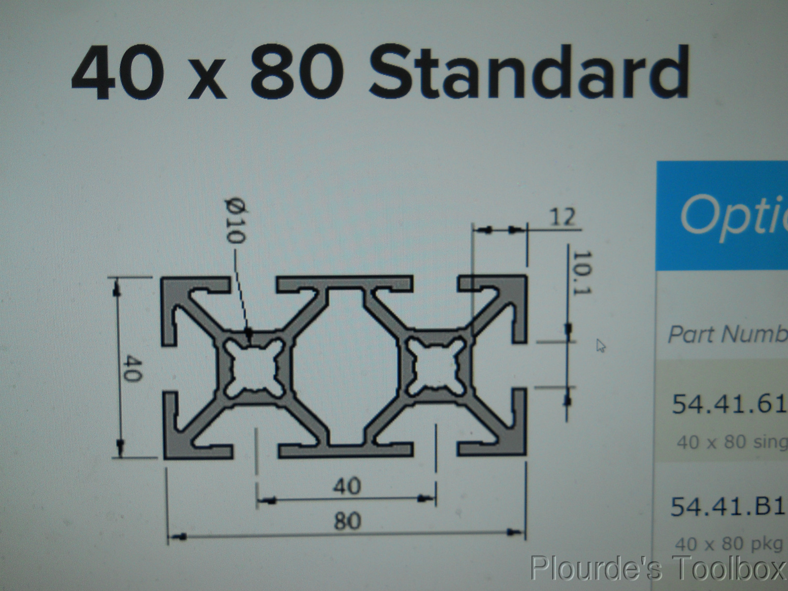 Used MK Tech 40 by 80mm T-Slot Aluminum Extrusion, 67.8″ long, 54.41, 54.41.1720
