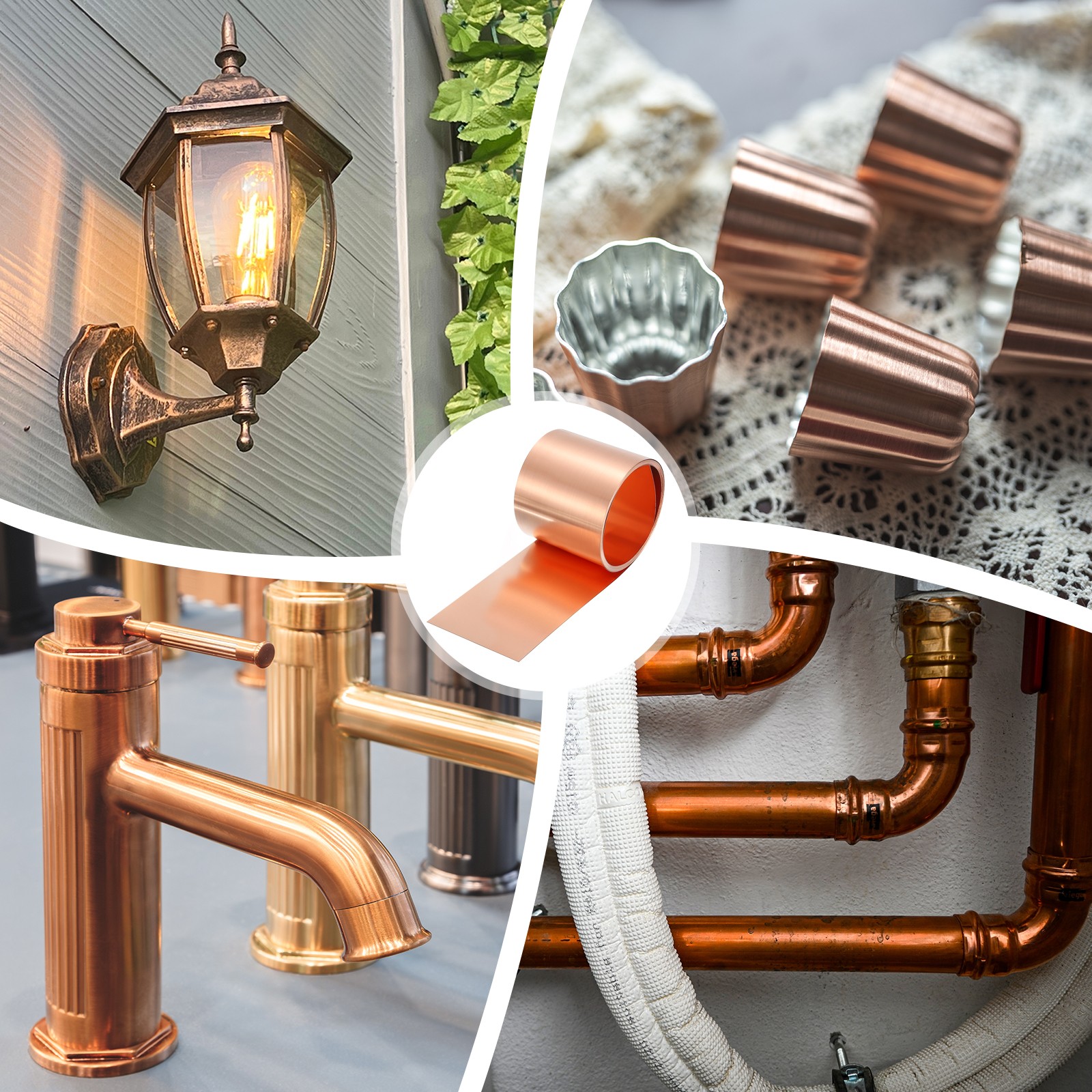 Pure Copper Sheet Roll, 0.2mm 24Ga Thick T2 3.5Ft x 2in Copper Strip for Craft