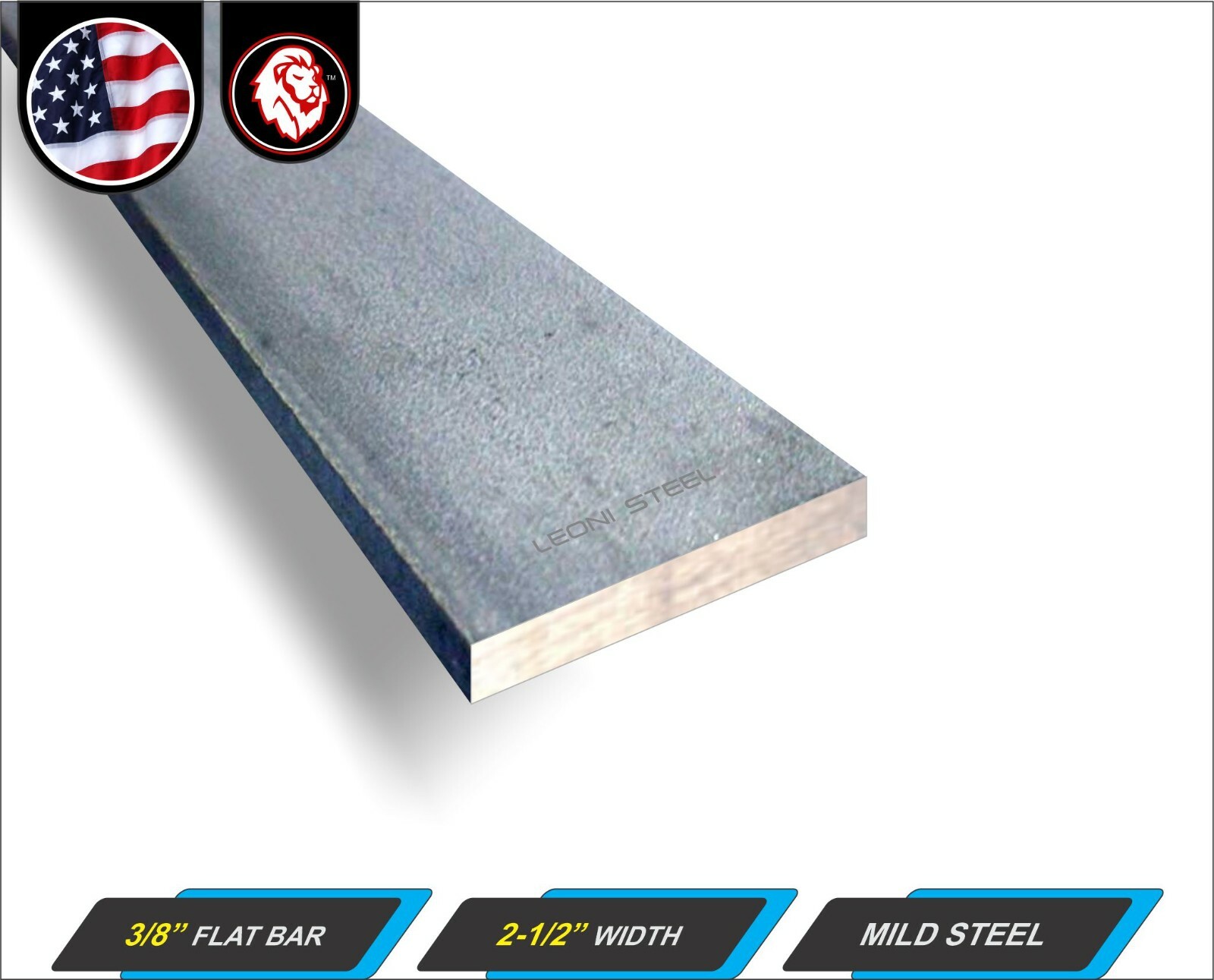 3/8″ x 2-1/2″ Steel Flat Bar – Metal Stock – Mild Steel – 96″ Long (8-ft)
