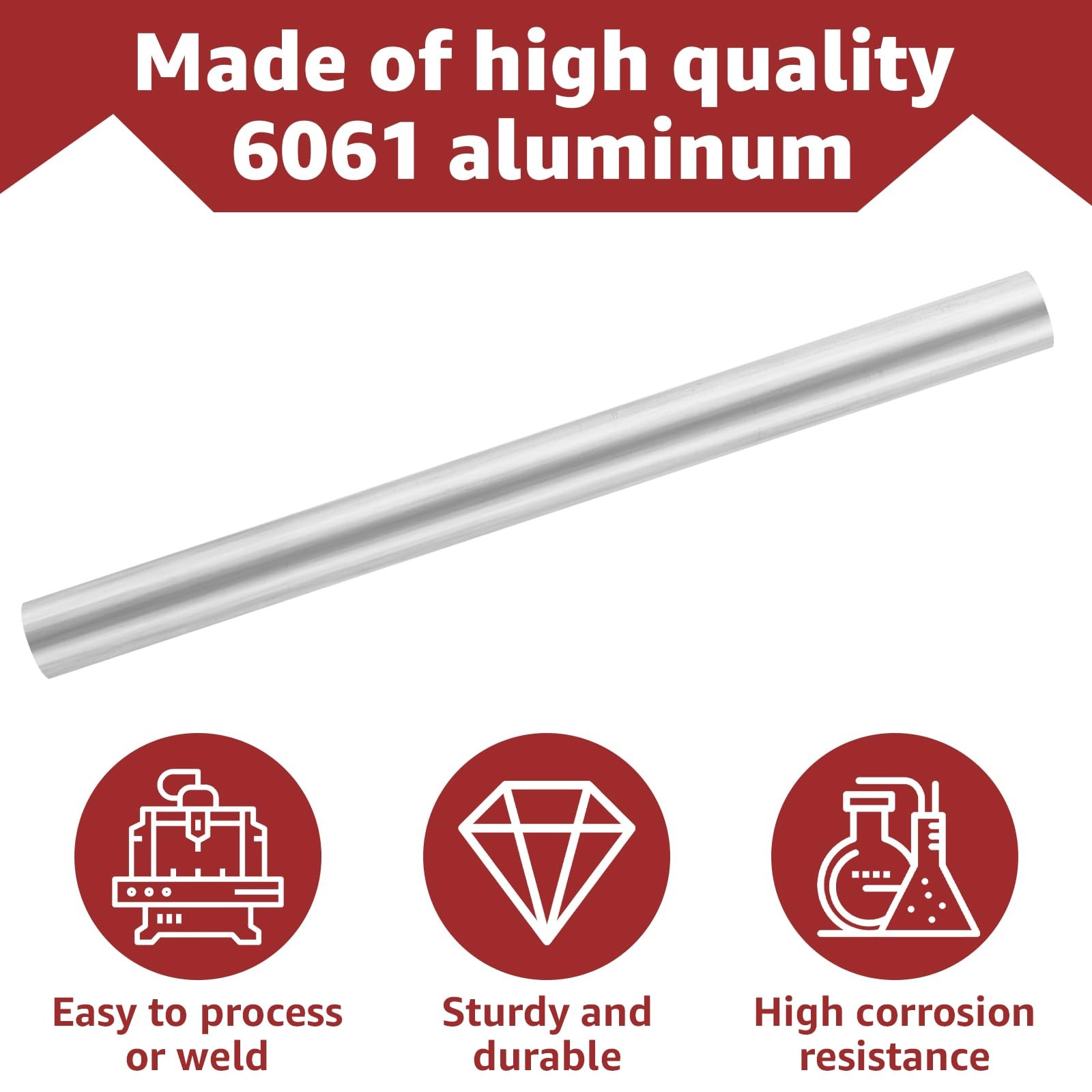 3 PCS 1″ Solid Round Aluminum Rod 6061 Bar 13″ Long Lathe Stock Crafts