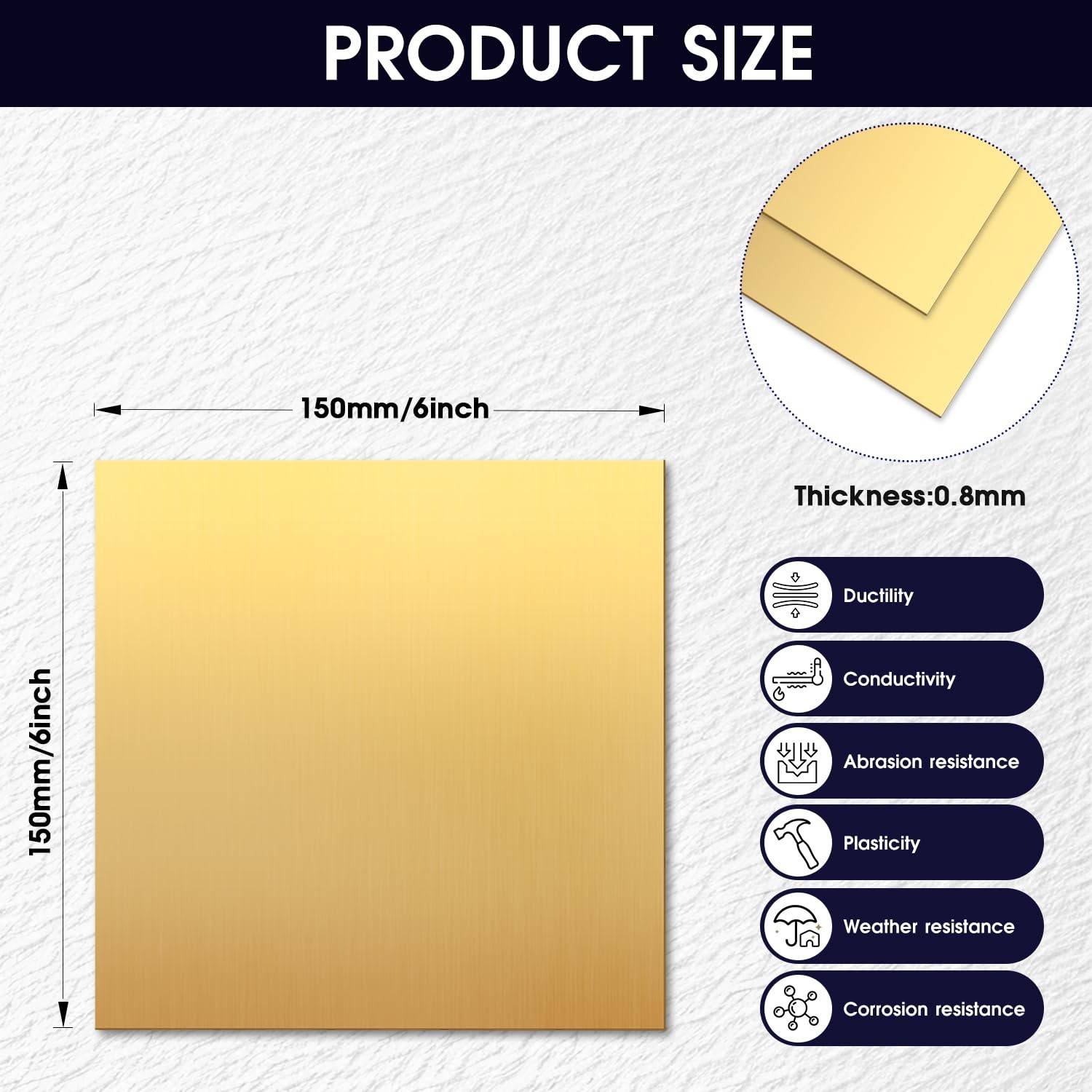 Brass Sheet 2 Pcs 6″ x 6″ 20 Gauge 0.8mm 99.9% Pure for Engraving Crafting
