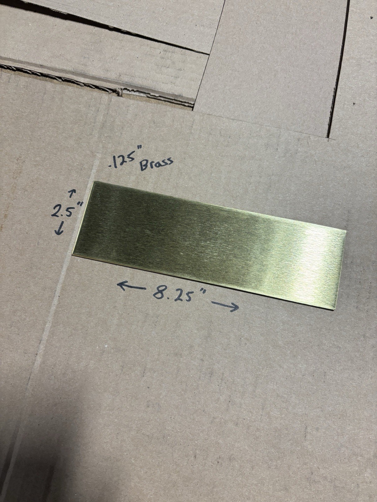 1/8” (0.125” Thick) Brass Sheet Metal – 260 Brass – 2.5” x 8.25”
