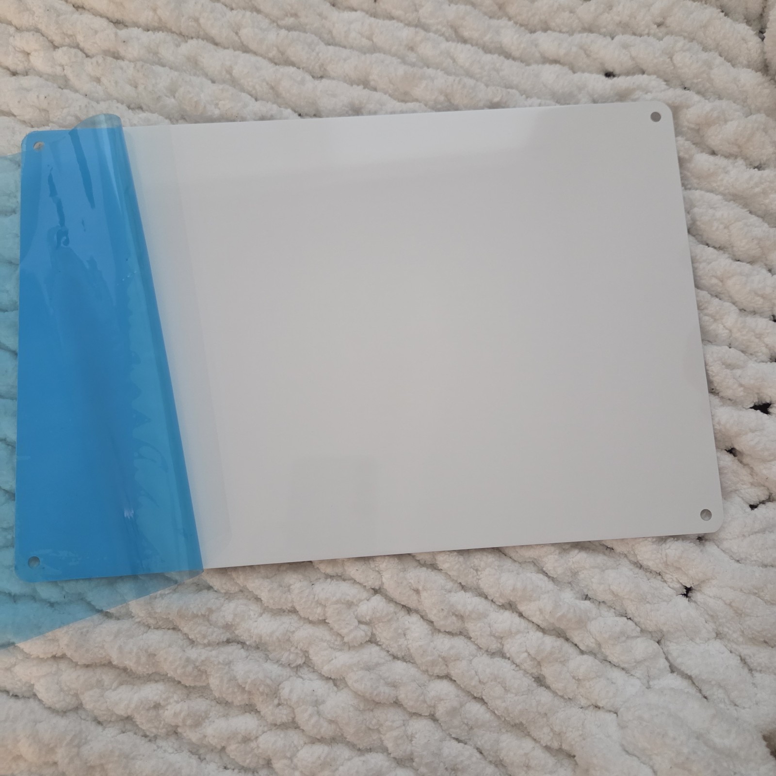 12×8 In Blank Aluminum Metal Sign Plate with Protective Film – White Single Pack