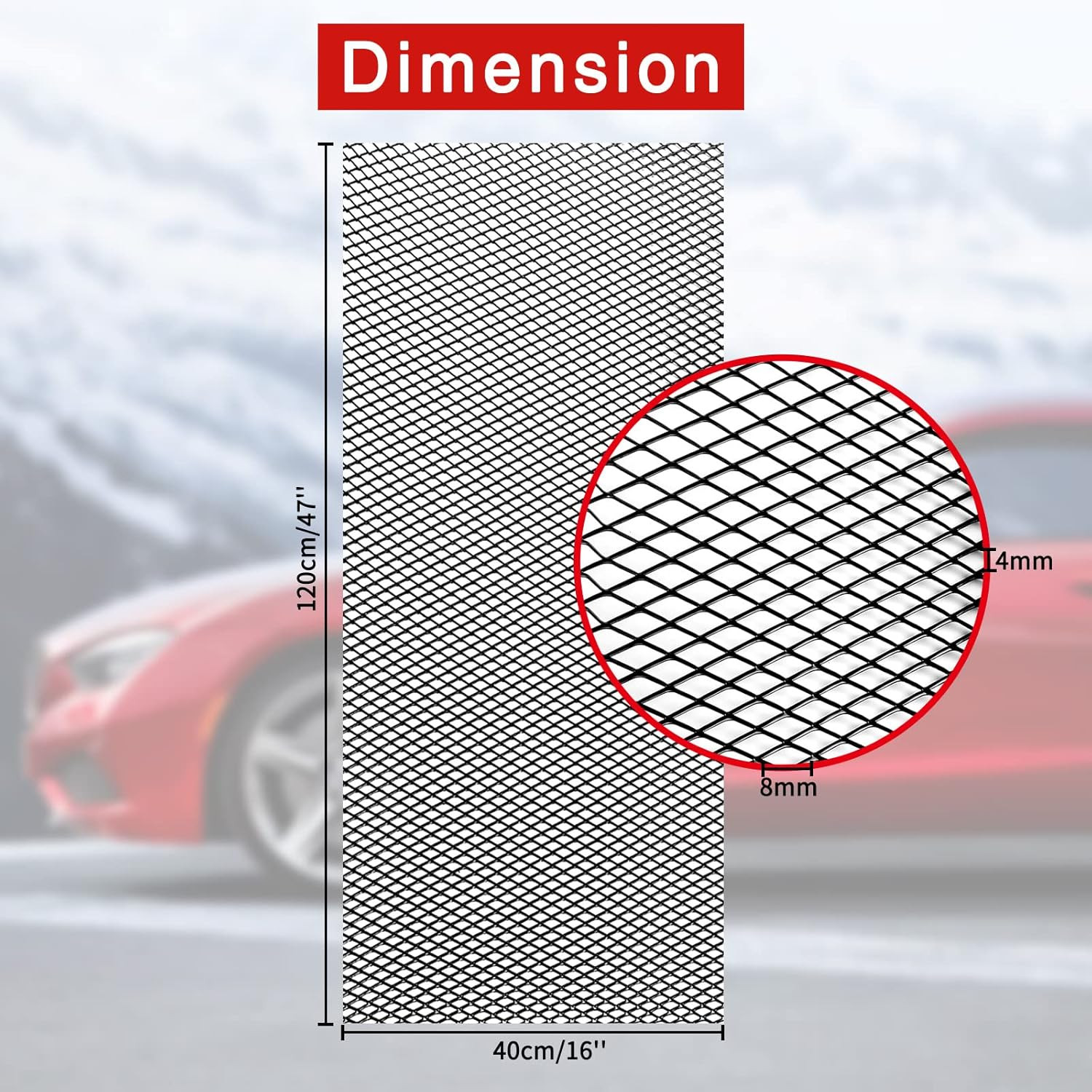 47”×16‘’ Car Grill Mesh Metal Mesh 120x40cm Expanded Metal Sheet Made of Black