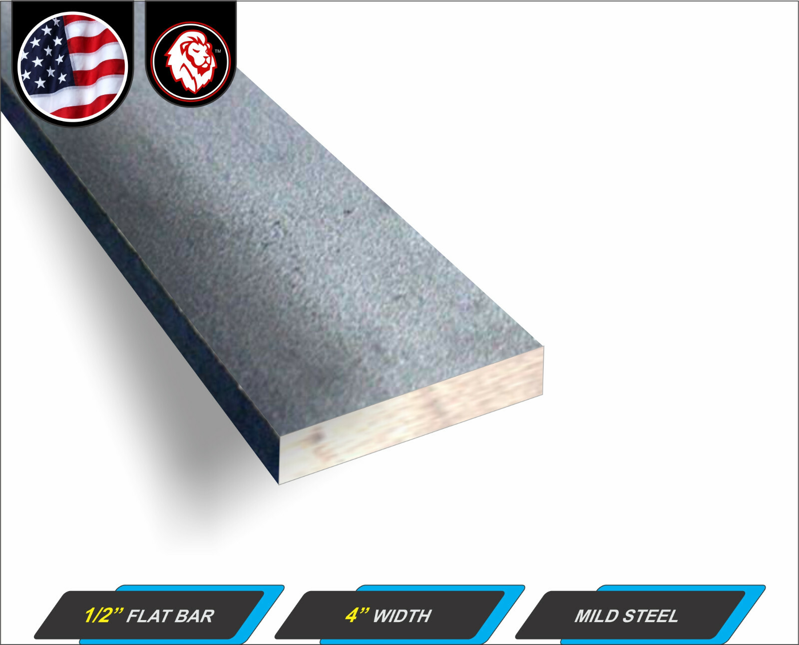 1/2″ x 4″ Steel Flat Bar – Flat Metal Stock – Mild Steel – 96″ Long (8-ft)