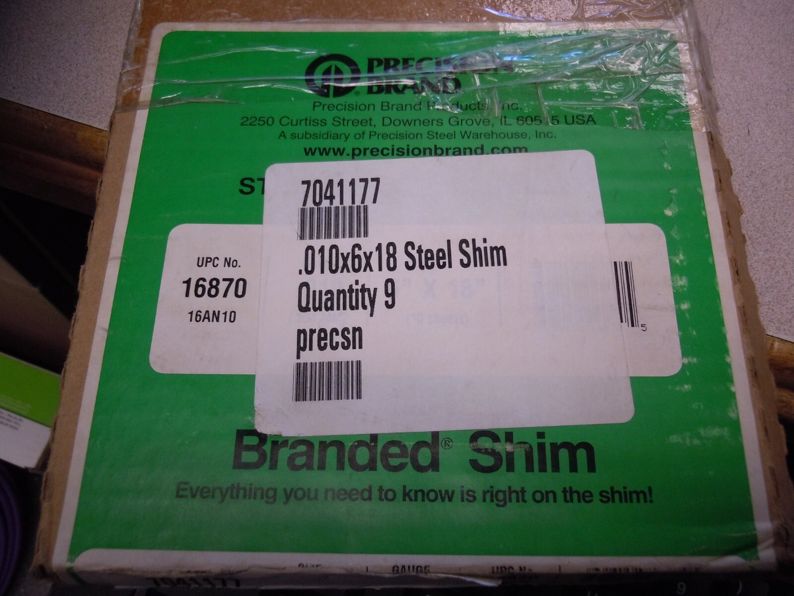 PRECISION BRAND 16870 ShimStck, Sheet, Cold Low Stl,0.0100In, PK9