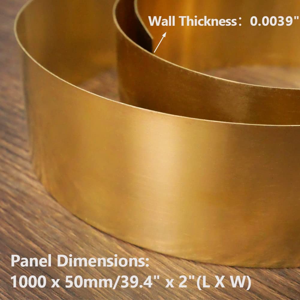 38 Gauge 0.1mm Brass Sheet Roll 2×40 Inch Precision Metal Strip Hardness