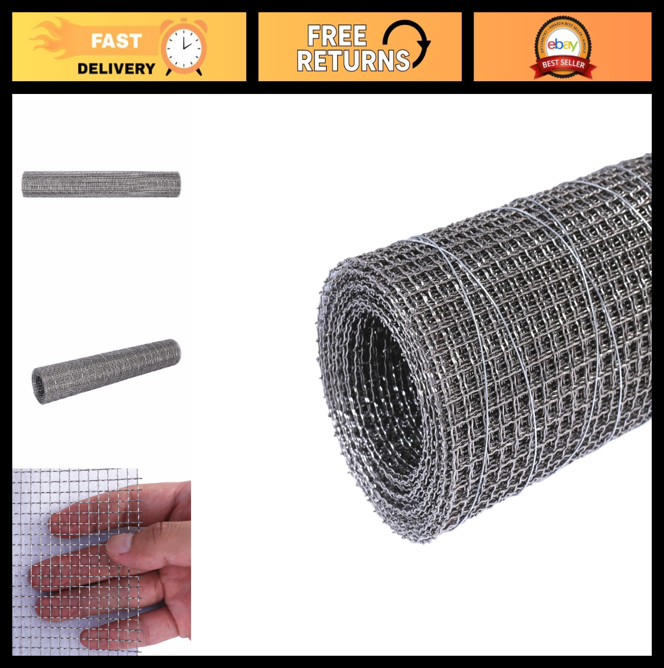 5 Pack Stainless Steel Wire Mesh – 15.7″ x 10ft (40cm x 305cm) – Durable & Versa