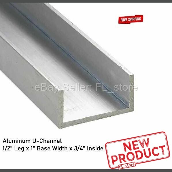 Aluminum U-Channel 1/2″ Leg x 1″ Base Width x 3/4″ Inside x 1/8″ Thick x 8 Feet
