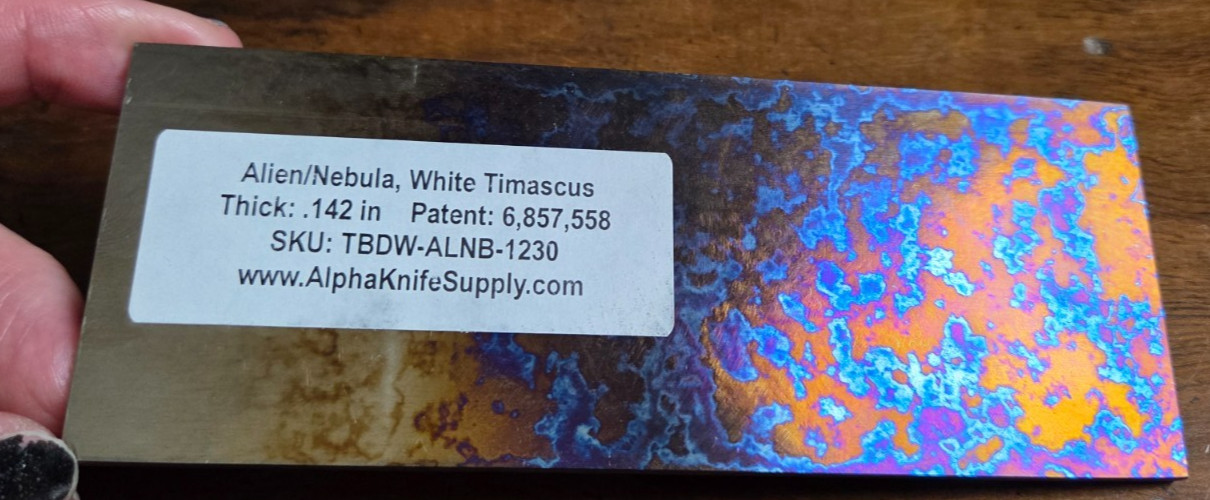 WHITE TIMASCUS BILLET/ BAR FROM ALPHA KNIFE SUPPLY ALIEN / NEBULA