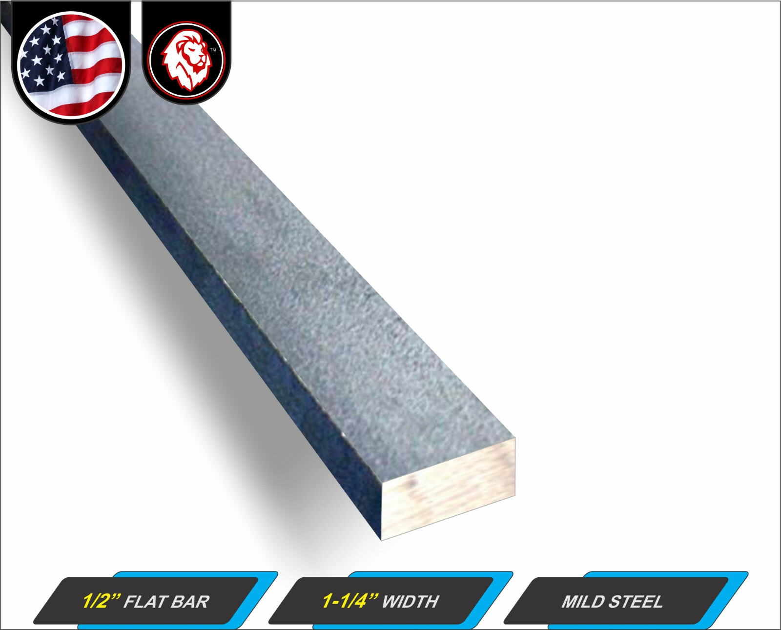 (X2) 1/2″ x 1-1/4″ Steel Flat Bar – Metal Stock – Mild Steel – 96″ Long (8-ft)
