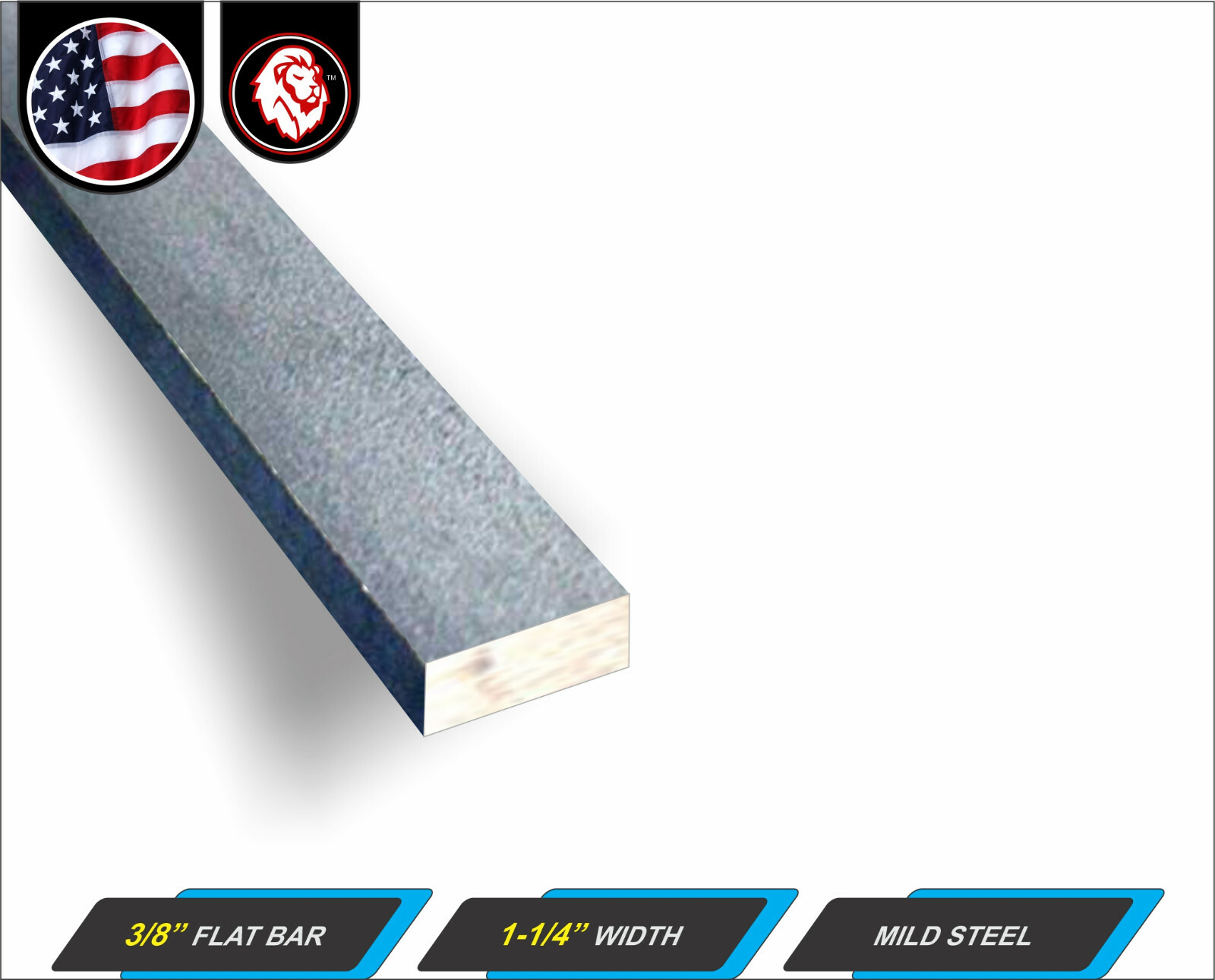 3/8″ x 1-1/4″ Steel Flat Bar – Flat Metal Stock – Mild Steel – 11″ inch Long