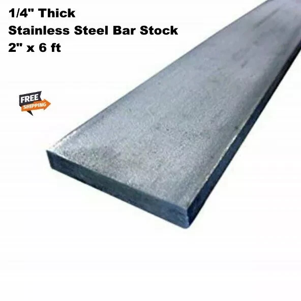Stainless Steel Flat Bar Stock 1/4 Thick x 2 Wide x 6 Feet Long 304 Mill Finish