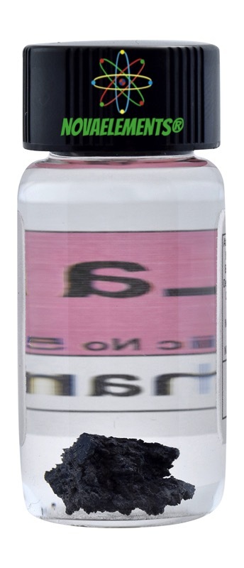 Lanthanum metal element 57 sample La, 1 gram 99,9% in labeled glass vial