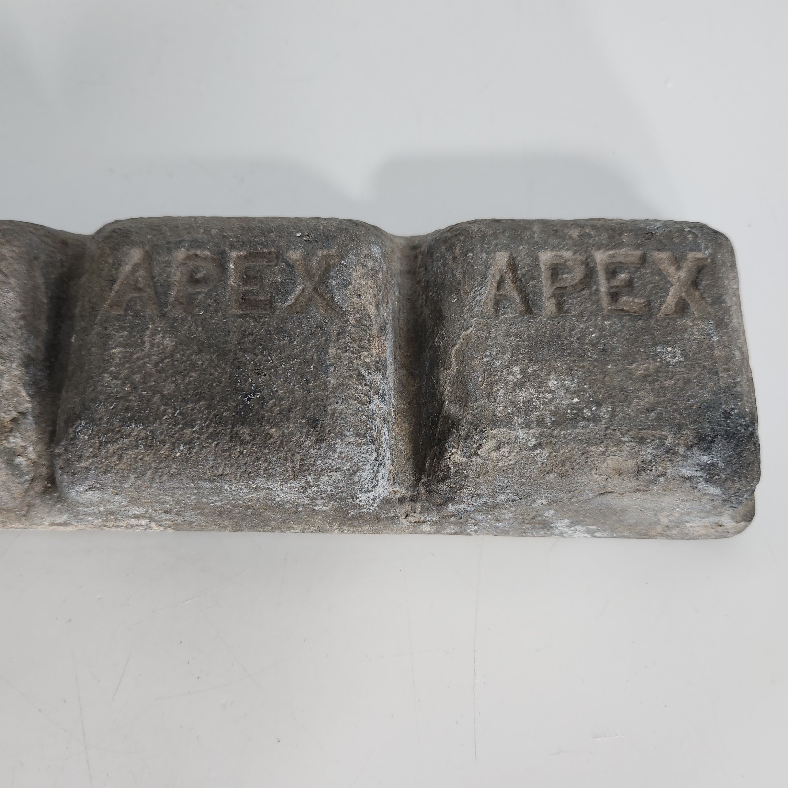 Vintage Apex Smelting Co. Zinc Ingot Bar 8.5 lbs Old Foundry Metal Casting