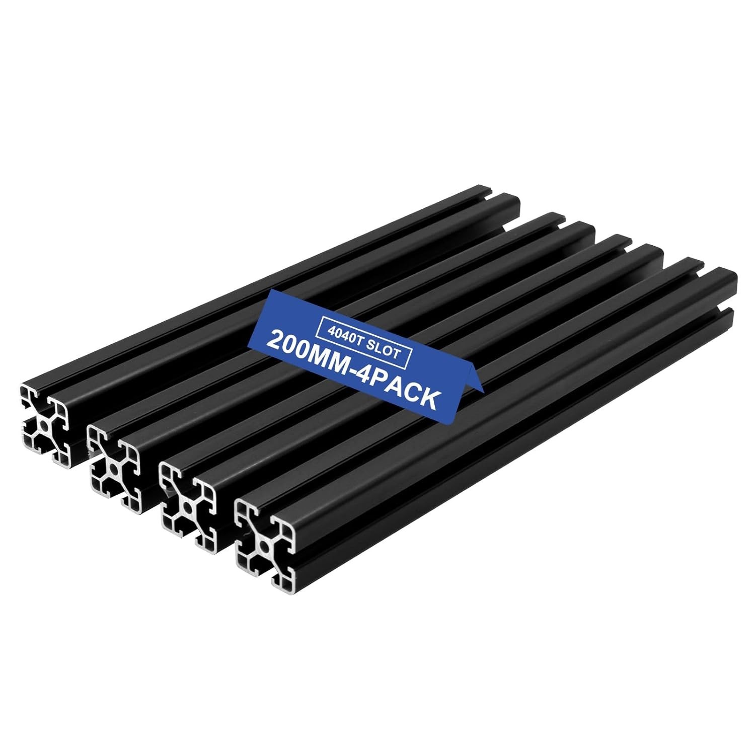 4-Pack 200mm 4040 T-Slot Aluminum Extrusions in Elegant Black for DIY Projects
