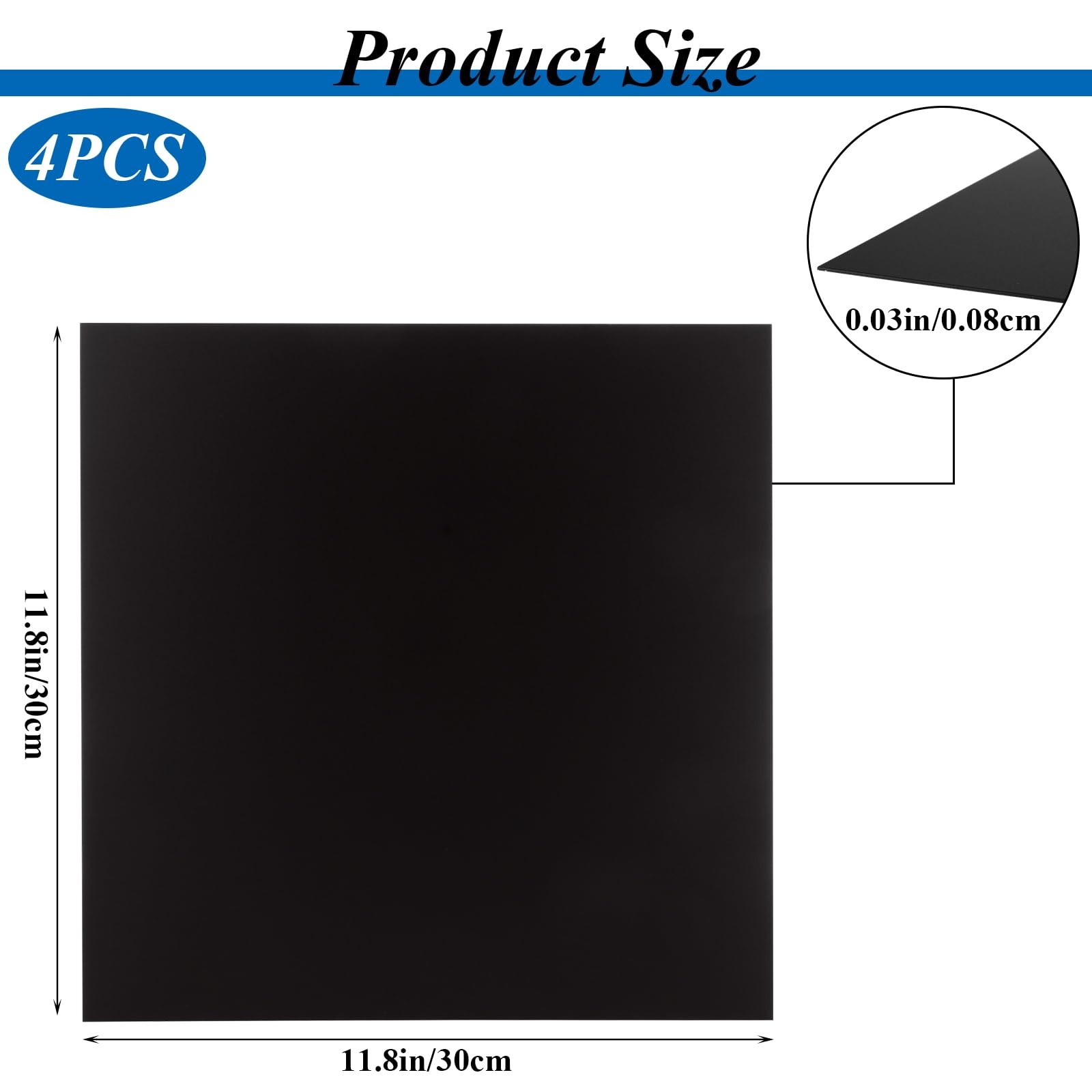 4PCS 12 x 12 x 1/32 (0.04”) Inch Anodized Aluminum Sheet, Black Aluminum Engr…