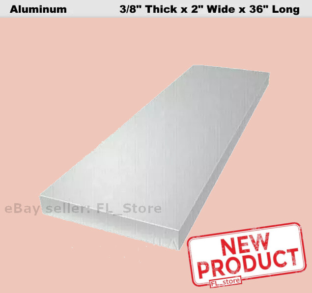 3/8″ Thick Aluminum Flat Bar Stock 2″ Wide x 3 Feet Unpolished Finish Alloy NEW
