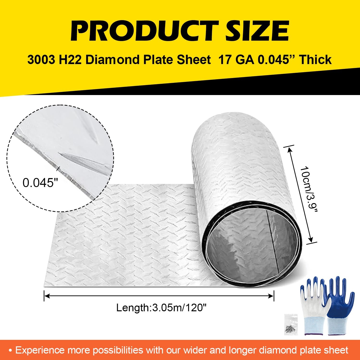 Diamond Plate Aluminum Sheet – 3003 H22, 17GA 0.045″ Thick, Heavy-Duty Alumin…
