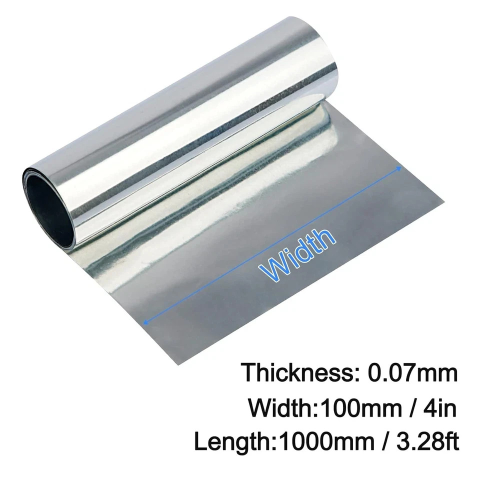 High Purity Zinc Foil, Pure Zn Sheet Plate Metal 0.07x100x1000mm, White
