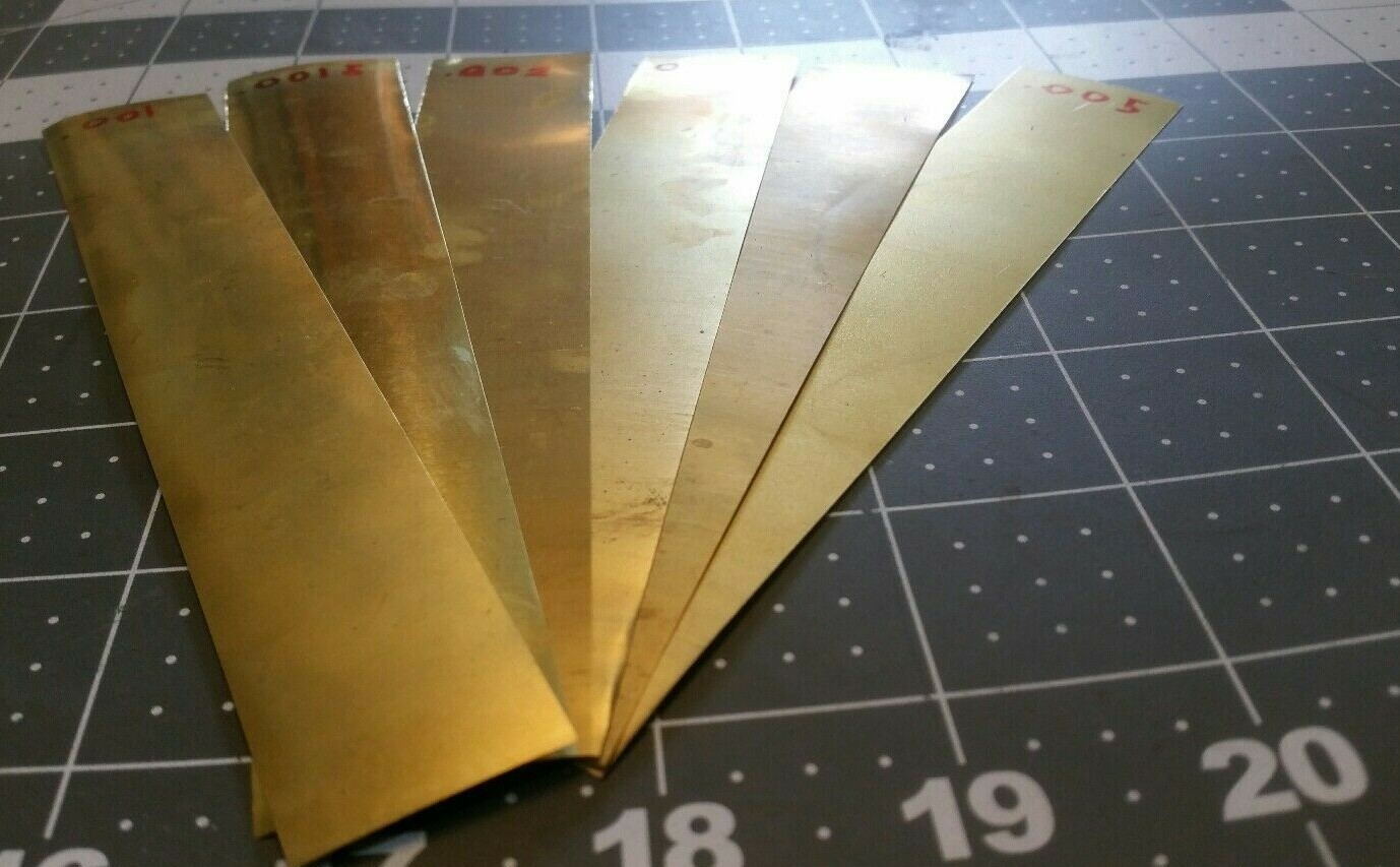 brass Shim Stock assortment 0.001 0.0015 0.002 0.003 0.004 0.005 1″x6″ 6 pieces*