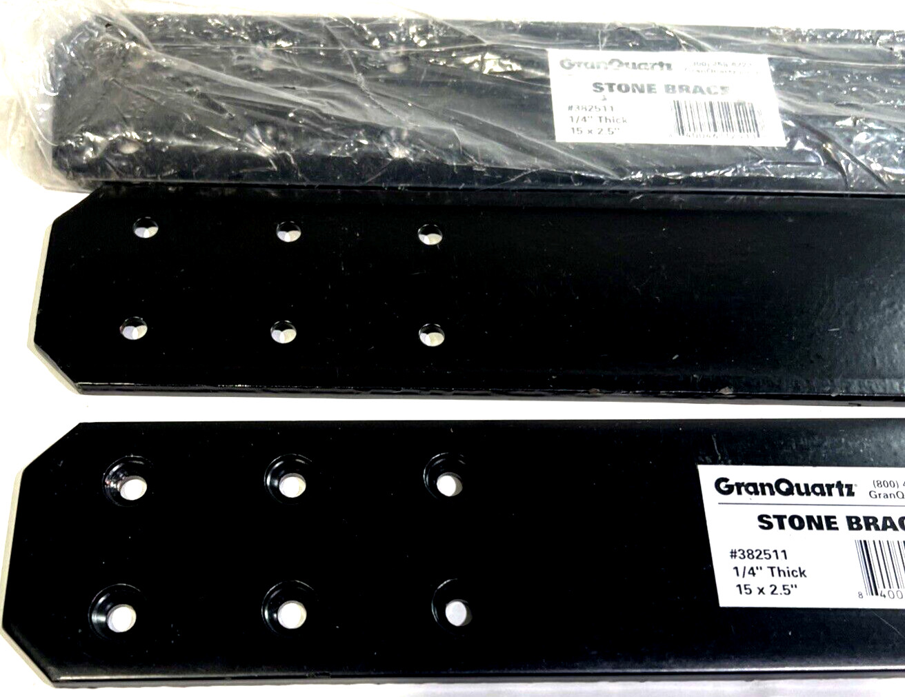 GRANQUARTZ 382508 BLACK STONE BRACE 1/4″ Thick x 15″ x 2.5″ (3-Pack)
