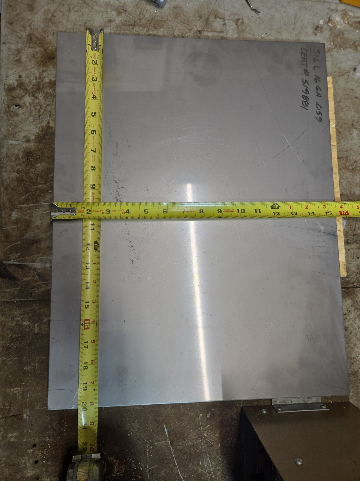 316L Stainless Steel Sheet 20″ X 15.5″ X .059″ Lot Of 2