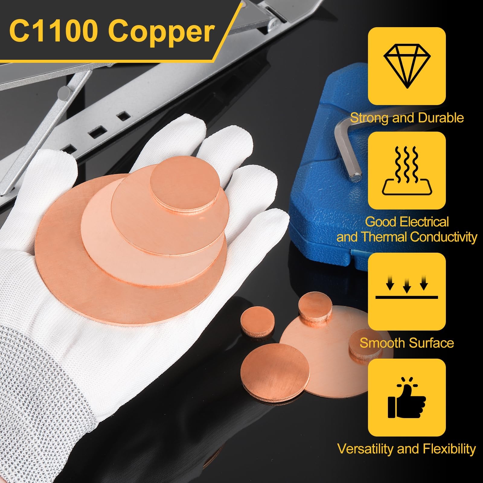 uxcell 12 Pcs Copper Round Plate 0.8mm x 20mm