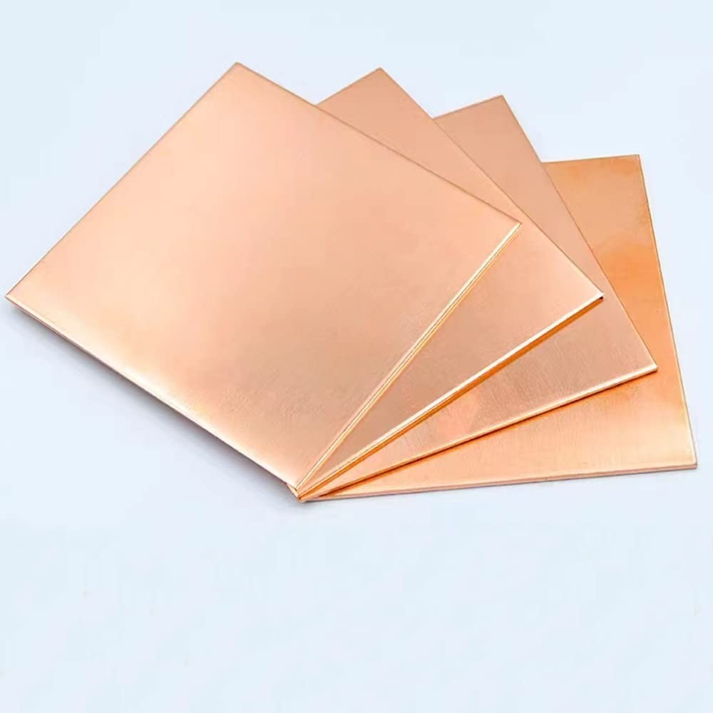 4 Pcs 99.9% Pure Copper Sheets 6″ x 6″, 28 Gauge, Double-Sided for Crafting & Re