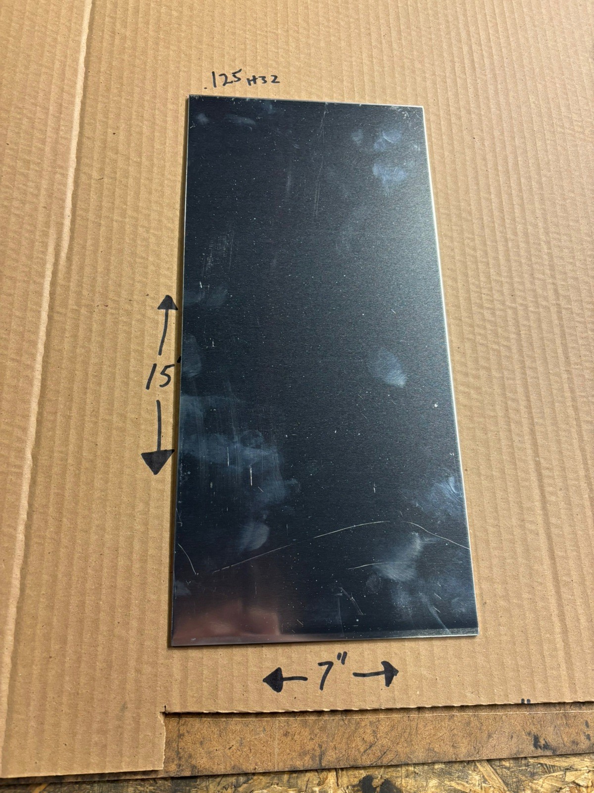 1/8” (0.125” thick) H32 5052 Aluminum Sheet Metal – 7” x 15” – New