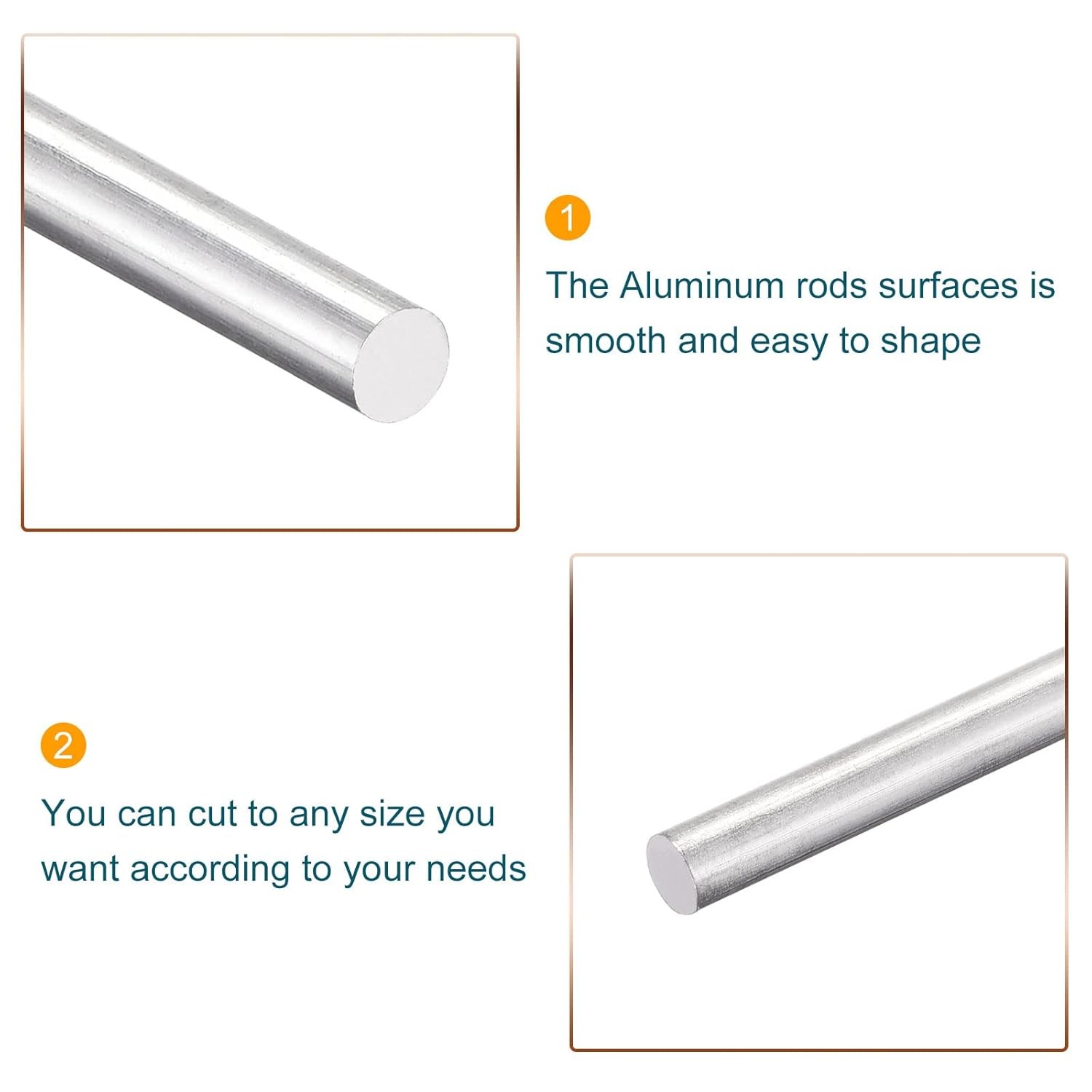 MECCANIXITY Aluminum Solid Round Rod 6mm Diameter 350mm 6 x 350mm, Silver