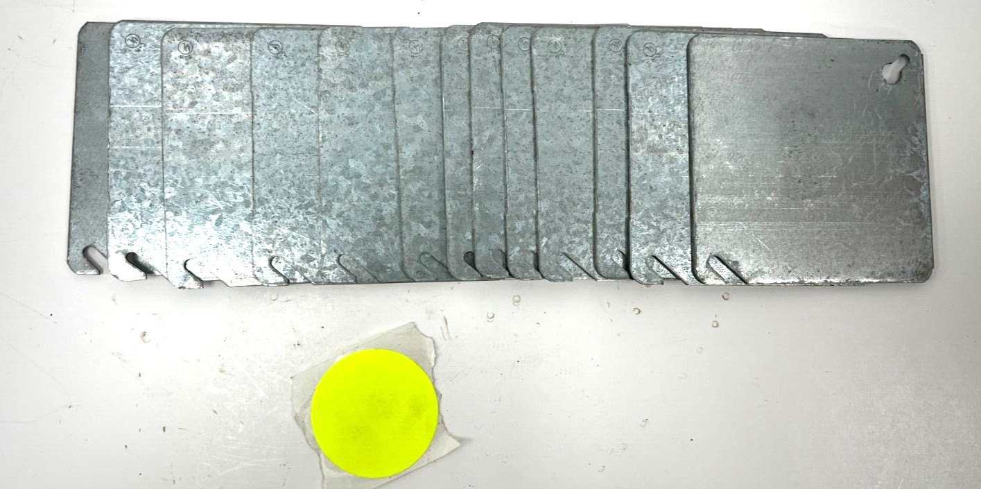 UNBRANDED 4″ X 4″ 4 SQUARE METAL BLANK SURFACE COVERS QTY: 13 ZINC PLATED STEEL