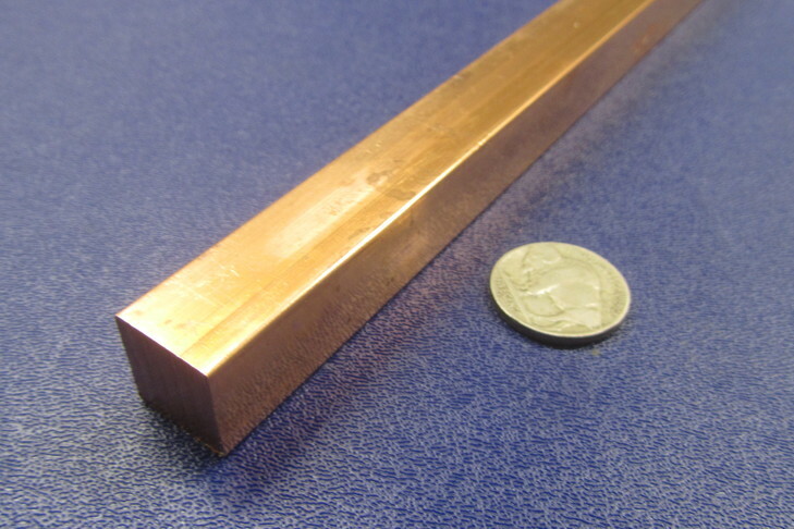 110 Copper Square Bar 1/2 Hard, 5/8″ Thick x 5/8″ Wide x 6 Ft Length