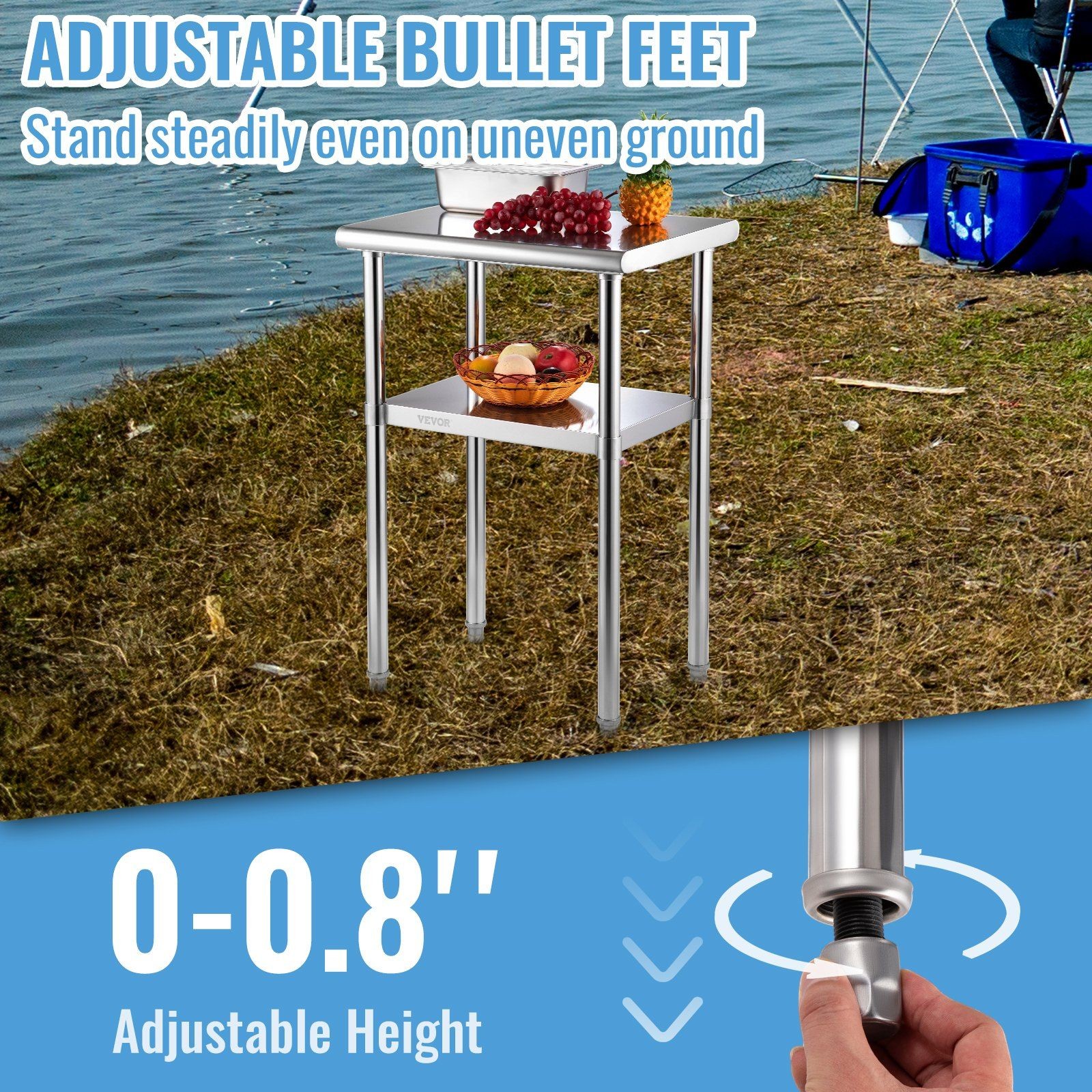 Heavy Duty Metal Prep Table 24x18x36in 600lb Capacity Rust Resistant Finish