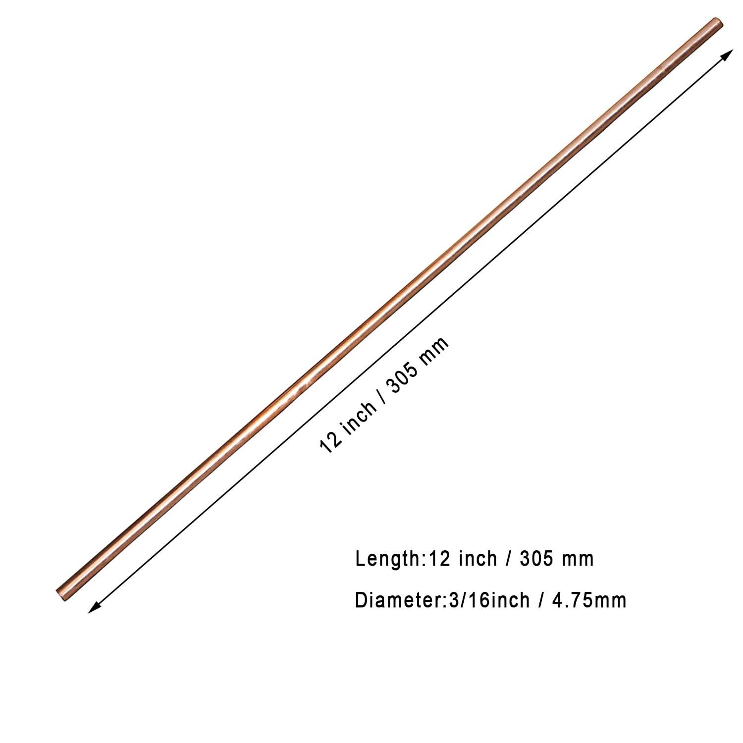 10 PCS 3/16 Inch 4.75mm Diameter Copper Round Rod Lathe Bar Stock 12 Inch