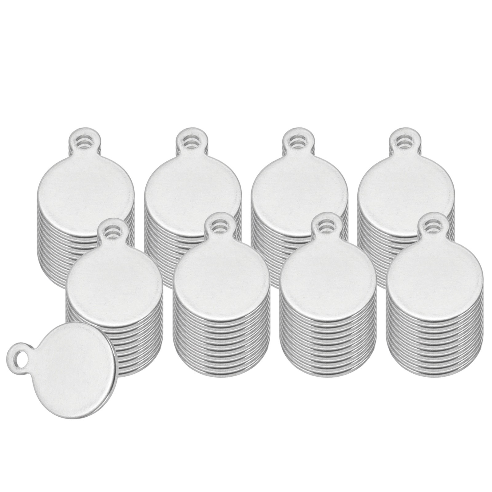 80 Pcs 5/16 Inch Round Metal Stamping Blanks, Silver Tone Blank Tags