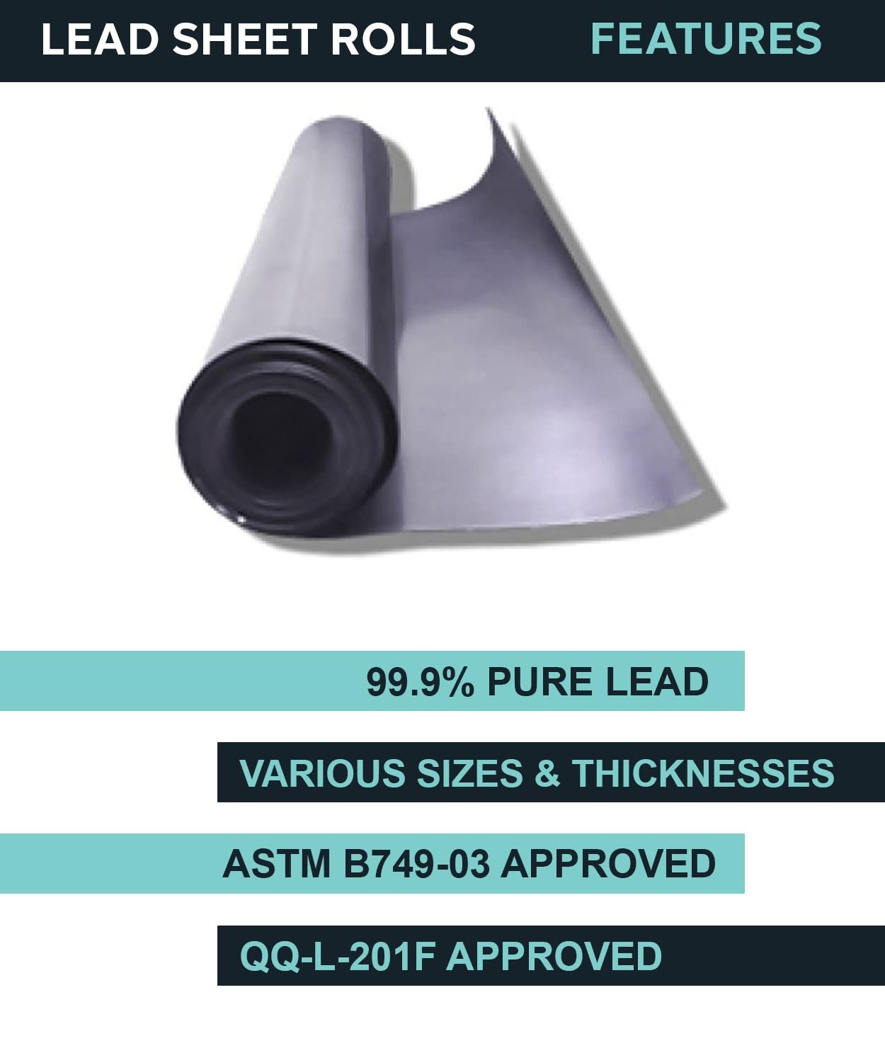 Pure Lead Sheet Rolls 1/16″ x 12″ x 12″
