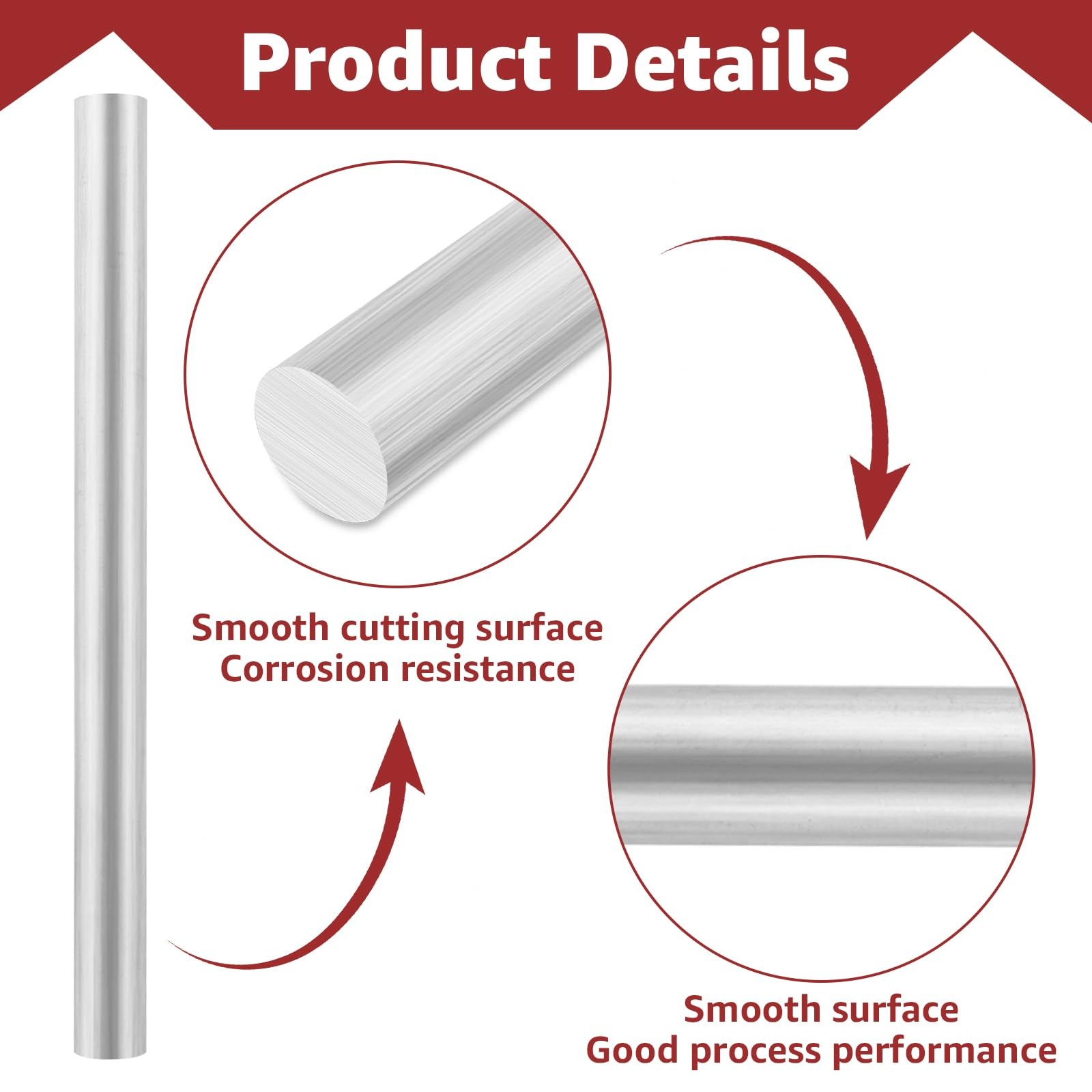 3PCS 1 Inch Solid Round Aluminum Rod, 6061, 13 inch Long, Lathe Bar Stock, DIY