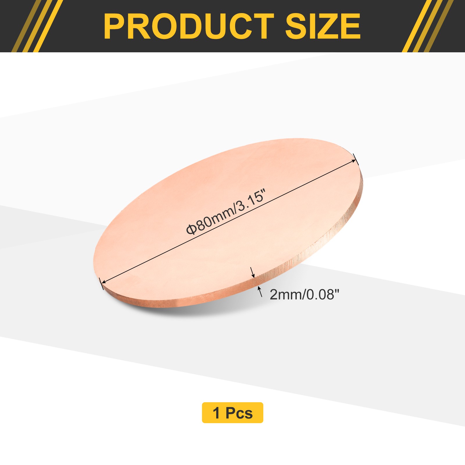 0.08″ Thick 3.1″ Dia Copper Round Plate C1100 Pure Copper Sheet