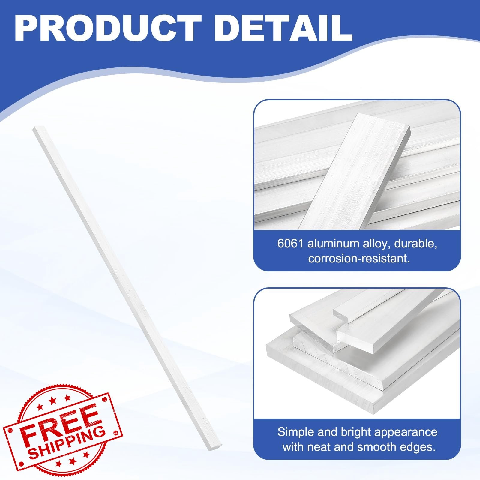 uxcell 2 Sets 0.24×0.5×16″ Aluminum Flat Bar 6061 T6511