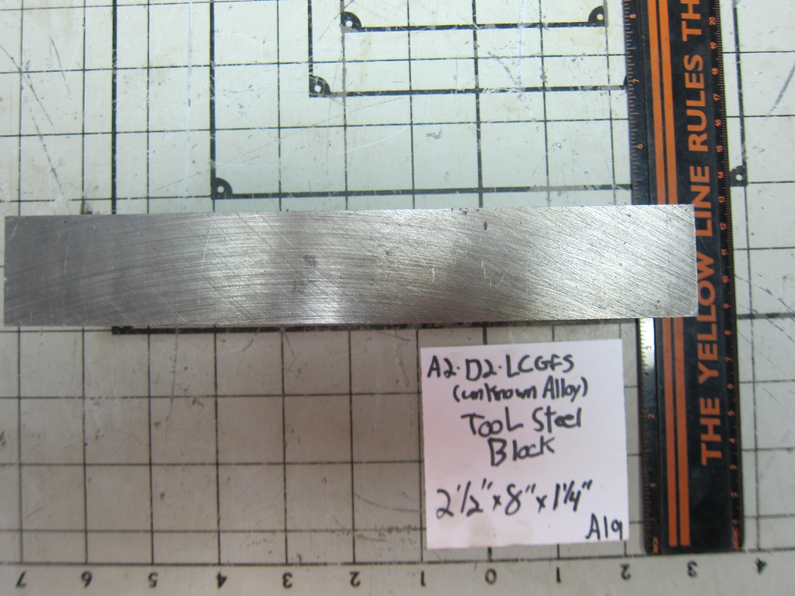 Unknown Alloy Tool Steel Flat Bar/Block – 1.25″ Thick x 2.5″ Wide x 8″+ Length