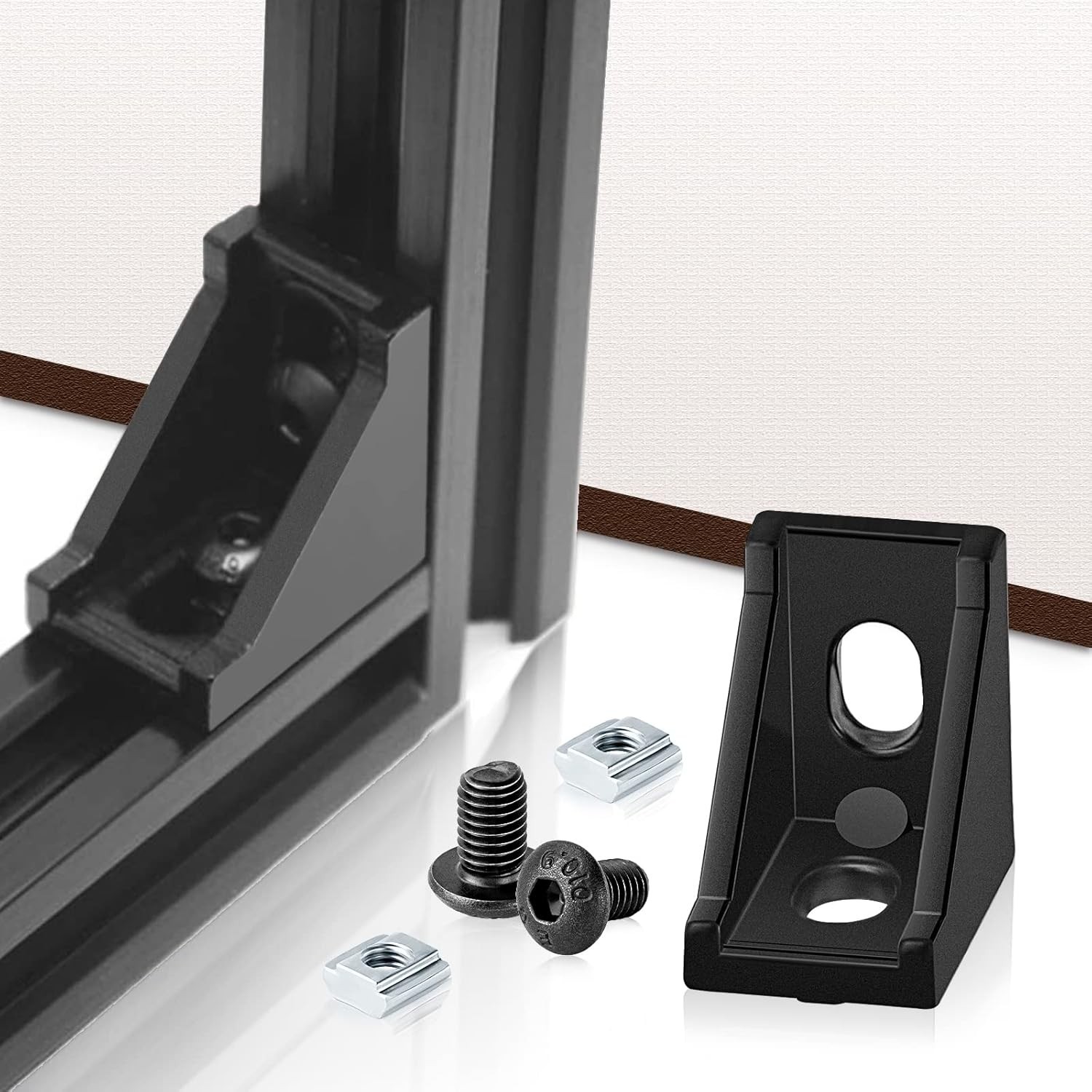 Aluminum Connector Set: 30 Corner Brackets & T-Slot Nuts for 20mm Frames