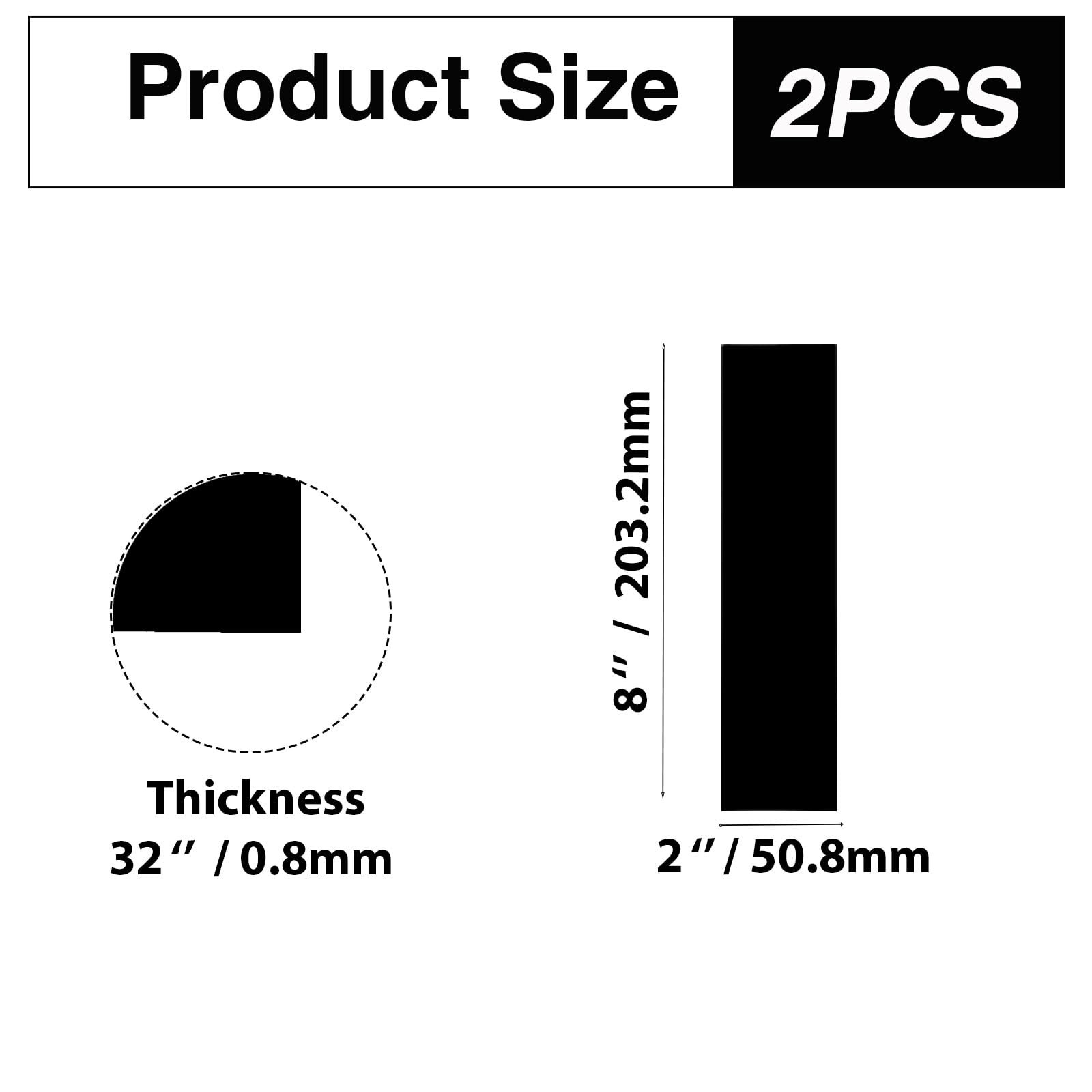 2 PCS Black Anodized Aluminum Sheet 8×2 Inch Metal Plate For Engraving