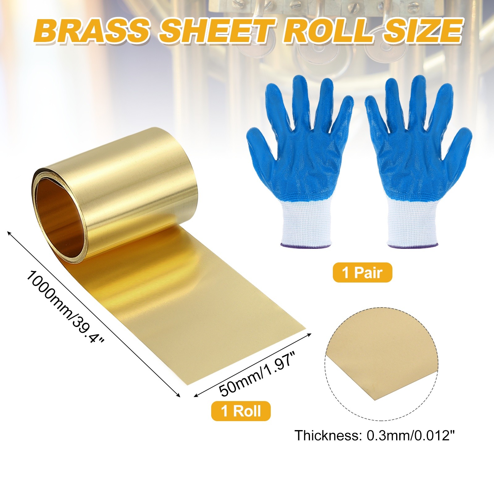 Brass Sheet Roll, 0.012 x 1.97 x 39.4 Inch H62 Thin Brass Foil Strip Plate Shim